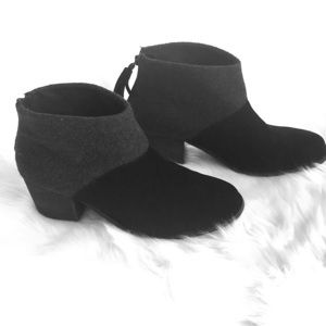 Tom’s Leila black suede and gray booties